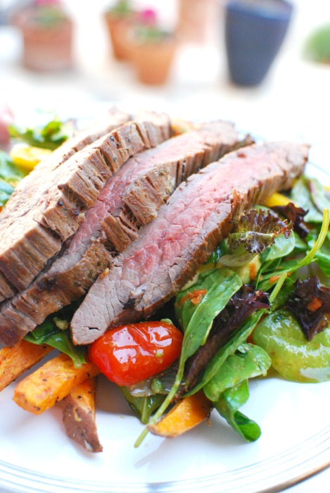 Steak And Sweet Potato Fry Salad 